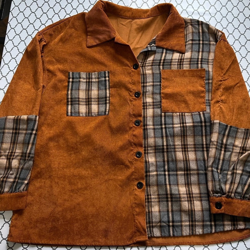 - SHEIN  button up, over size plaid shirt , Size 3XL